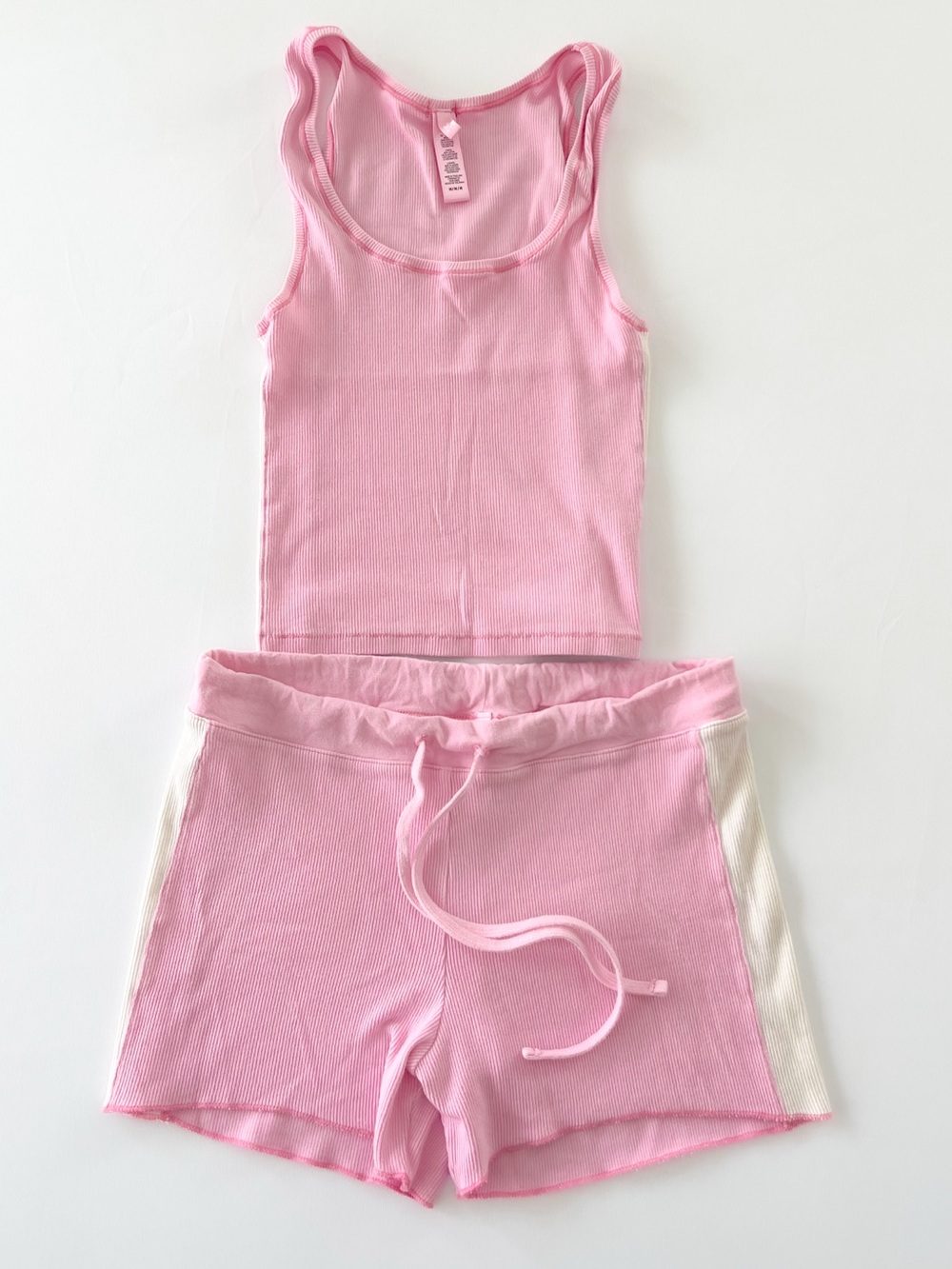 SKIMS Cotton Rib Tank & Boxer Set Medium Bubblegum Pink Ivory